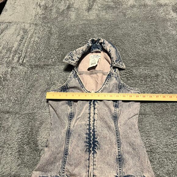 Cotton On Dress Womens 2 XS Denim Halter Mini Dress Jean Blush Pink Blue - Picture 6 of 8